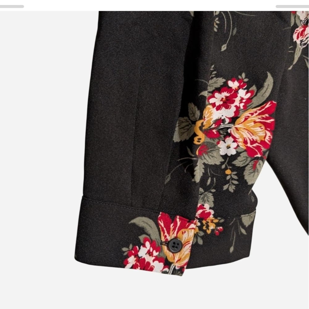 LOFT Black Floral Long Sleeve Casual Dress - Picture 7 of 7